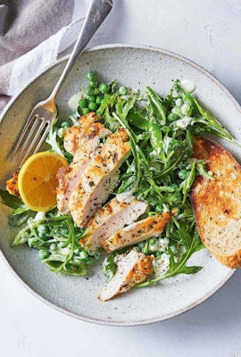 1909 chicken and three pea salad