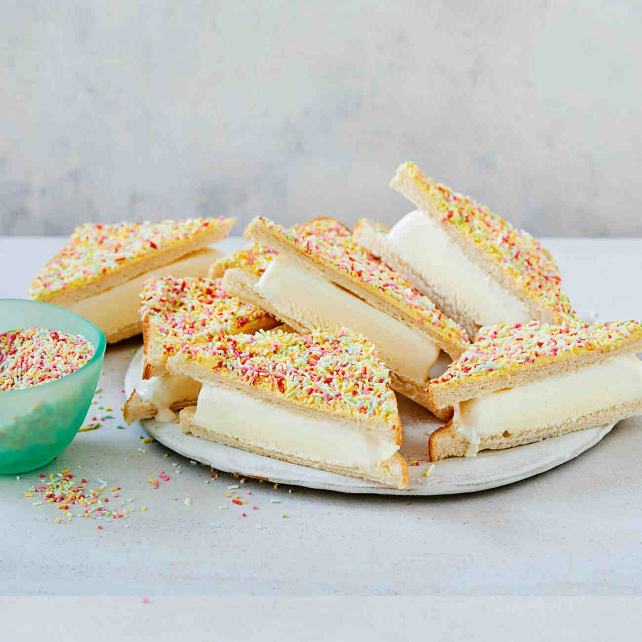 Vegan fairy bread ice cream sandwich
