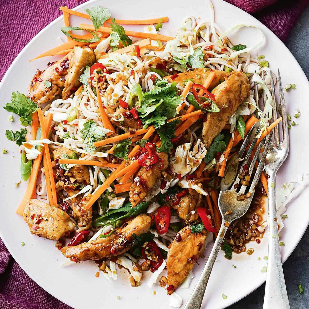 1706 sweet chilli chicken with buckwheat soba noodle salad