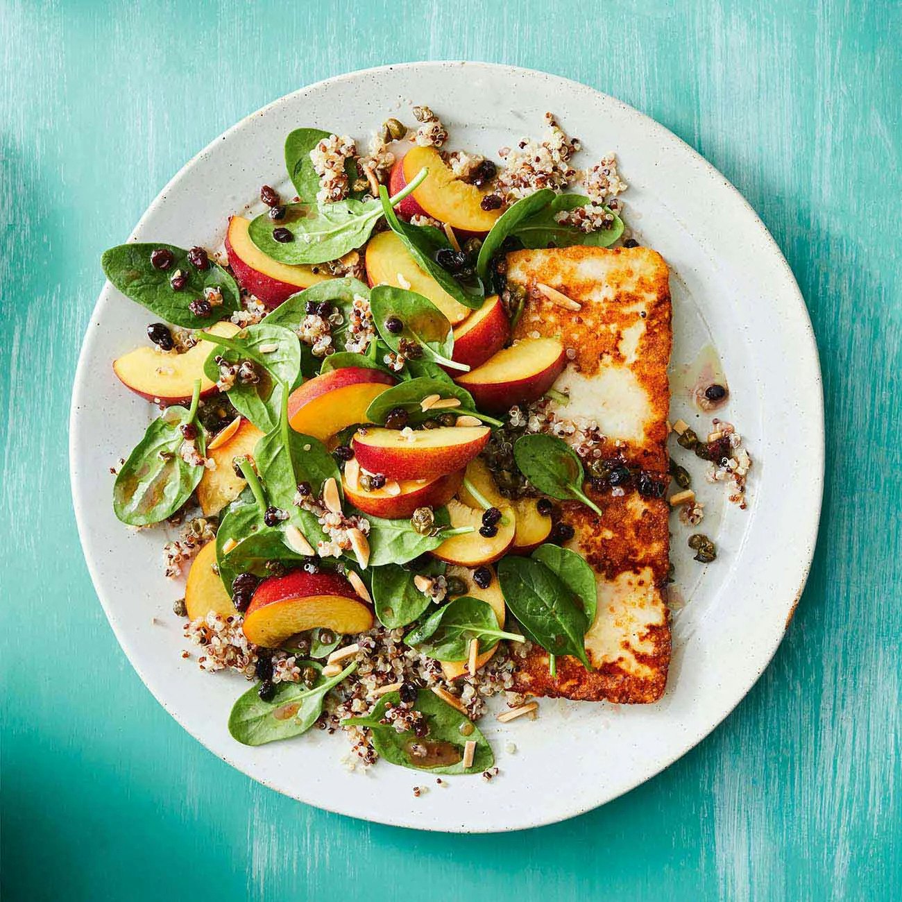 2101 nectarine quinoa and haloumi salad