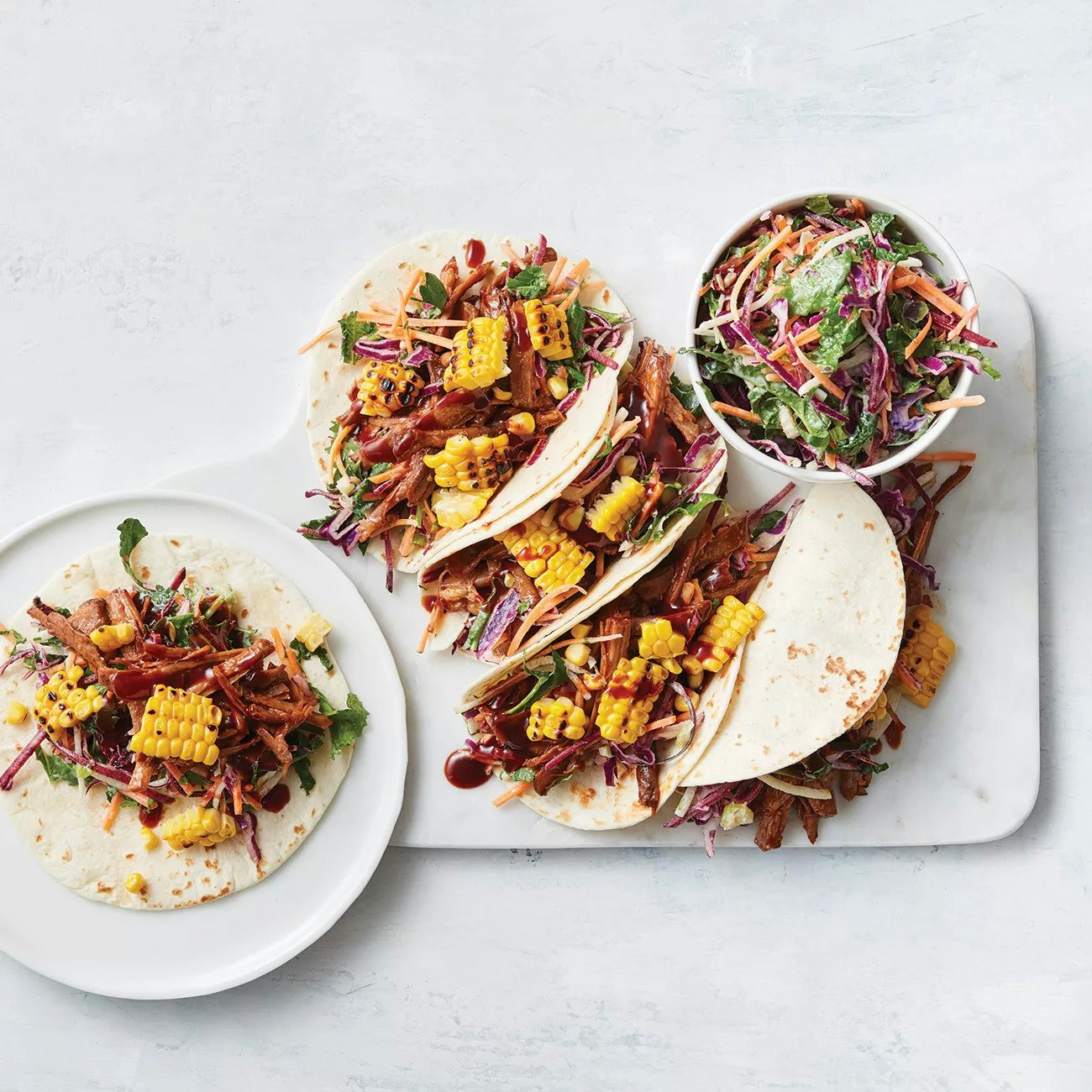 2106 pulled beef tacos with chargrilled corn