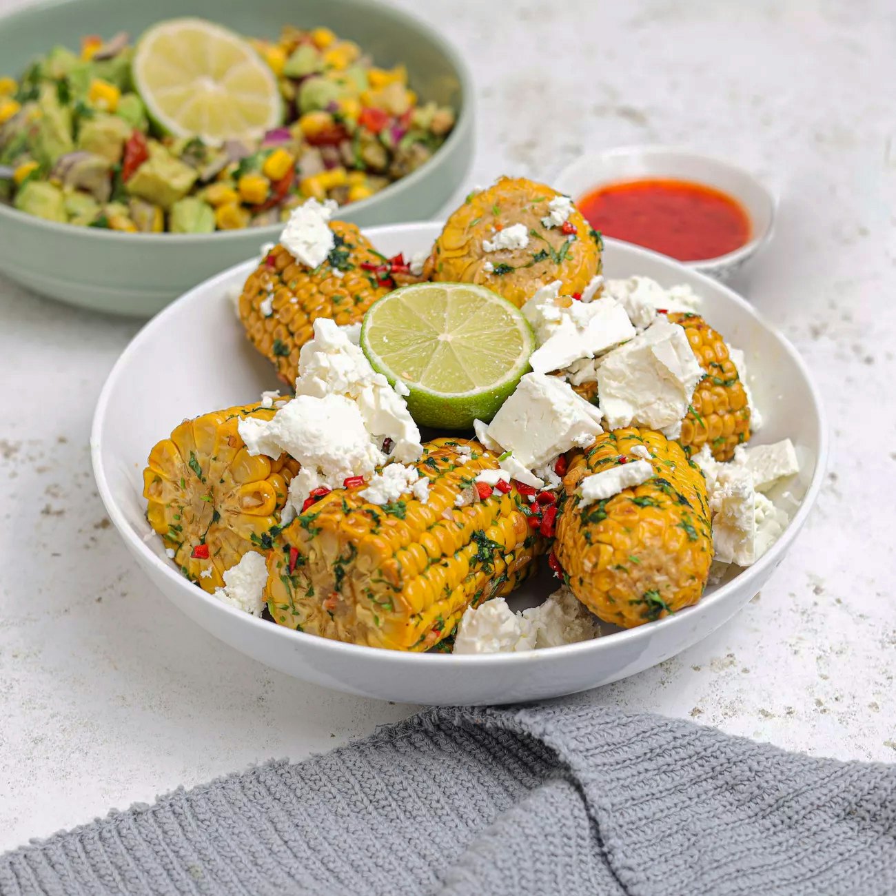 BBQ Corn On The Cob with Feta Chilli