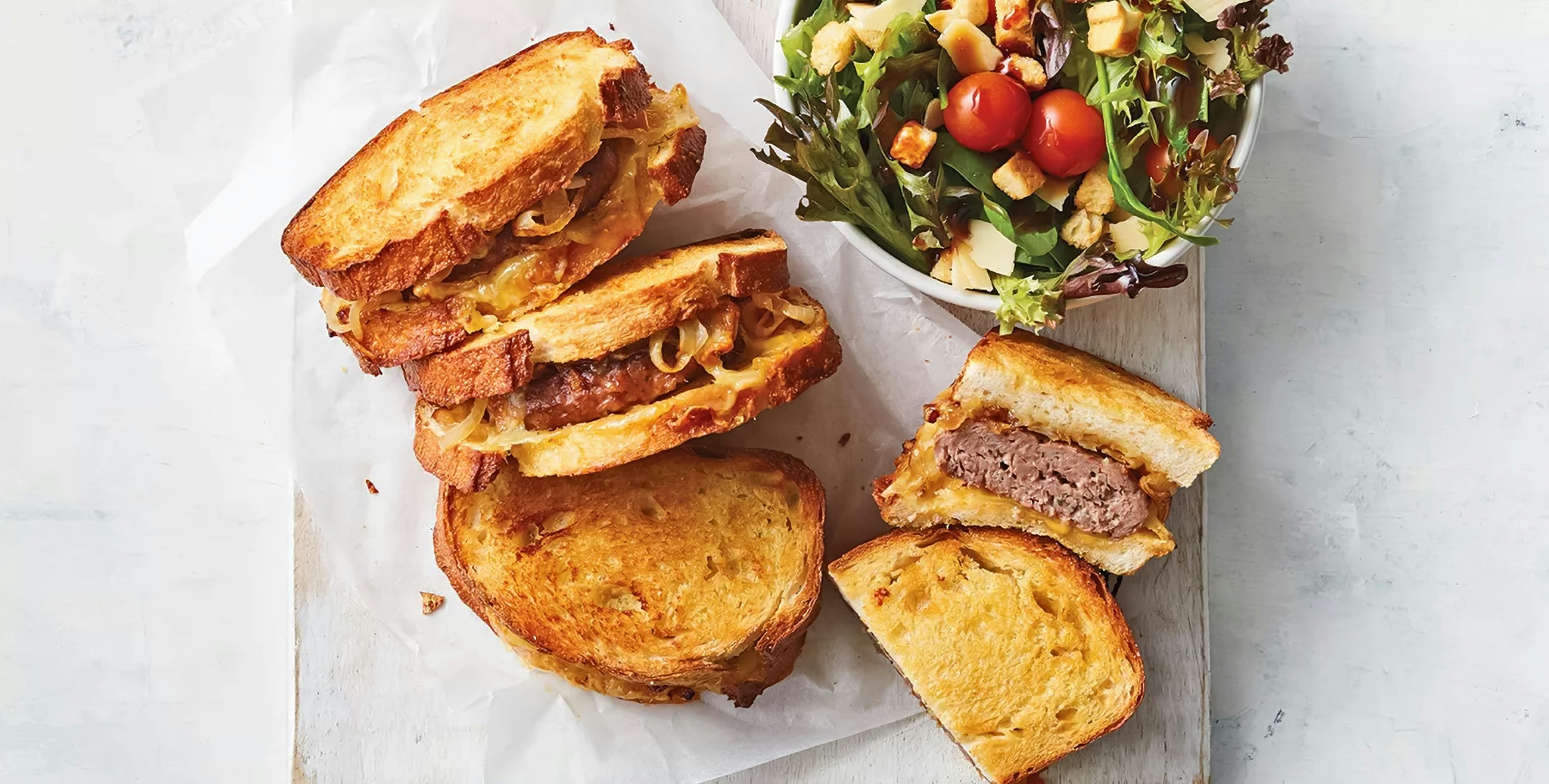 Cheesy Beef Burger Toasted Sandwiches