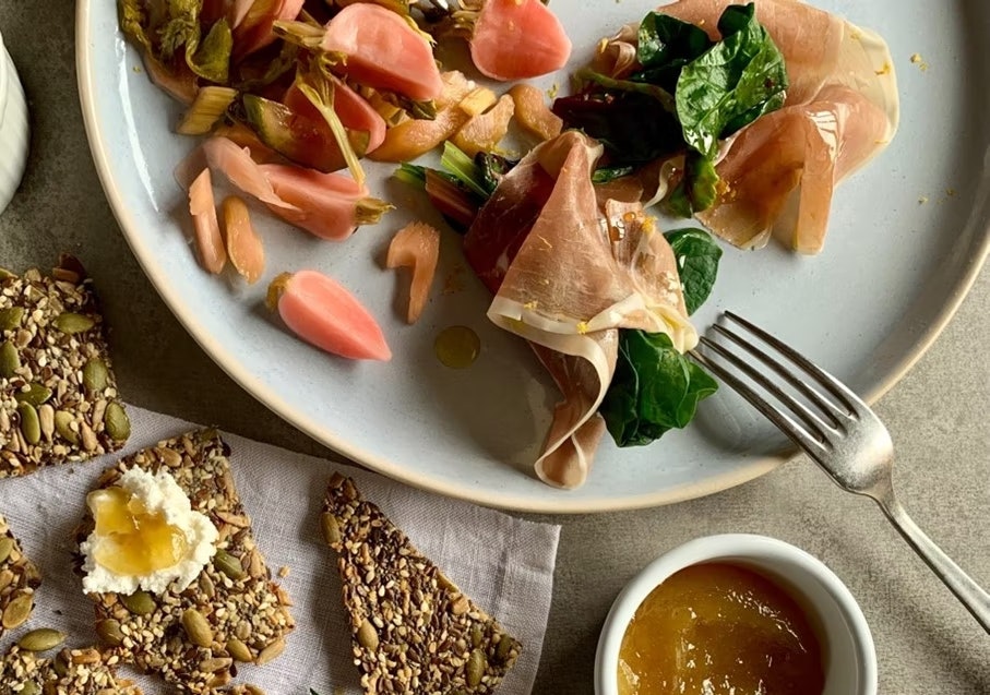 Grazing Platter with Seed Crackers Baked Ricotta and Wilted Greens wrapped with 3 v2