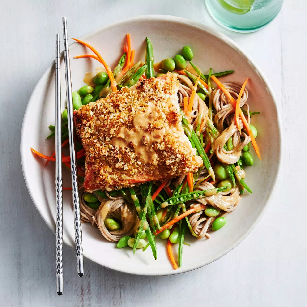 Miso Panko crumbed Salmon with Soba Noodles