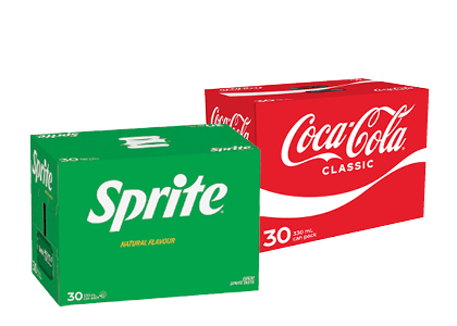 Coca-Cola, Sprite or L&P Soft Drink 30 x 330ml Cans