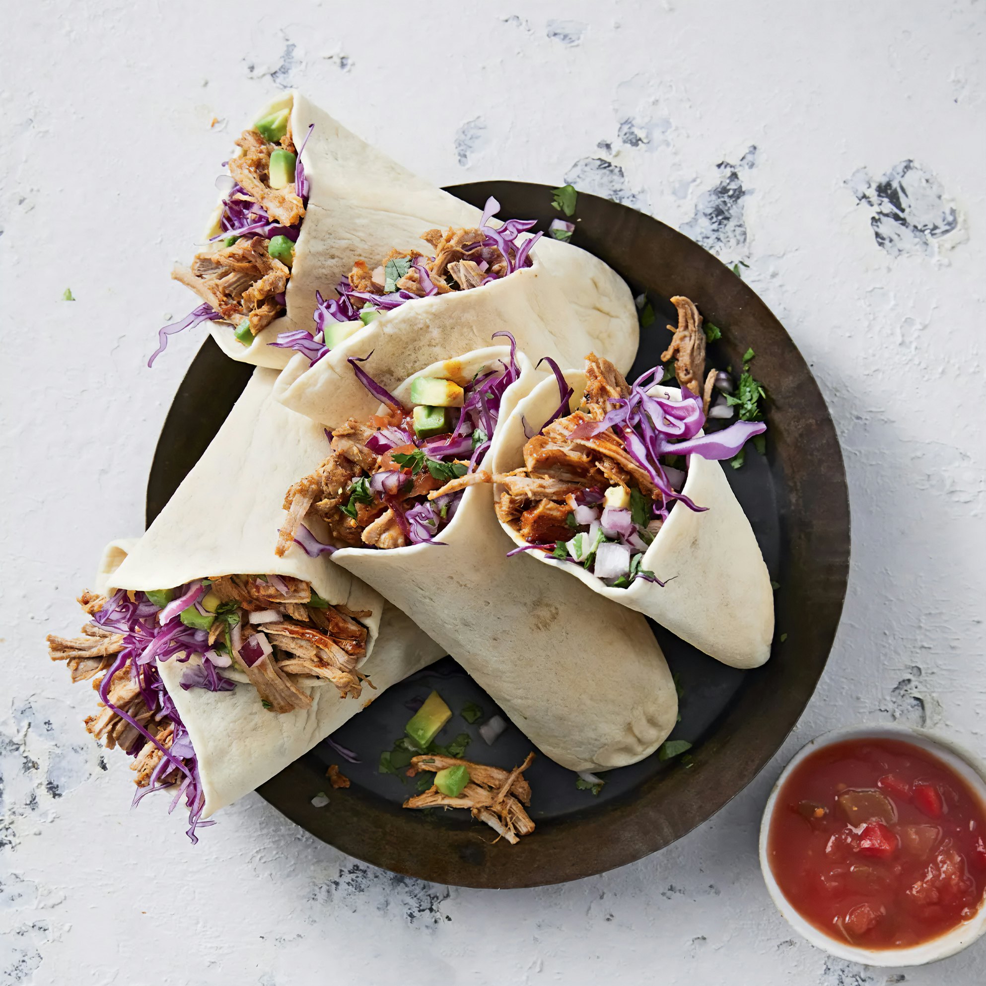 Pulled pork and avocado salsa pockets Square