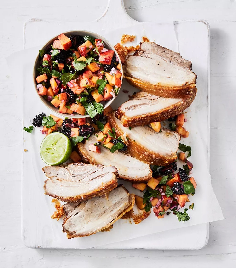 Pork Belly With Blackberry Nectarine Salsa v2
