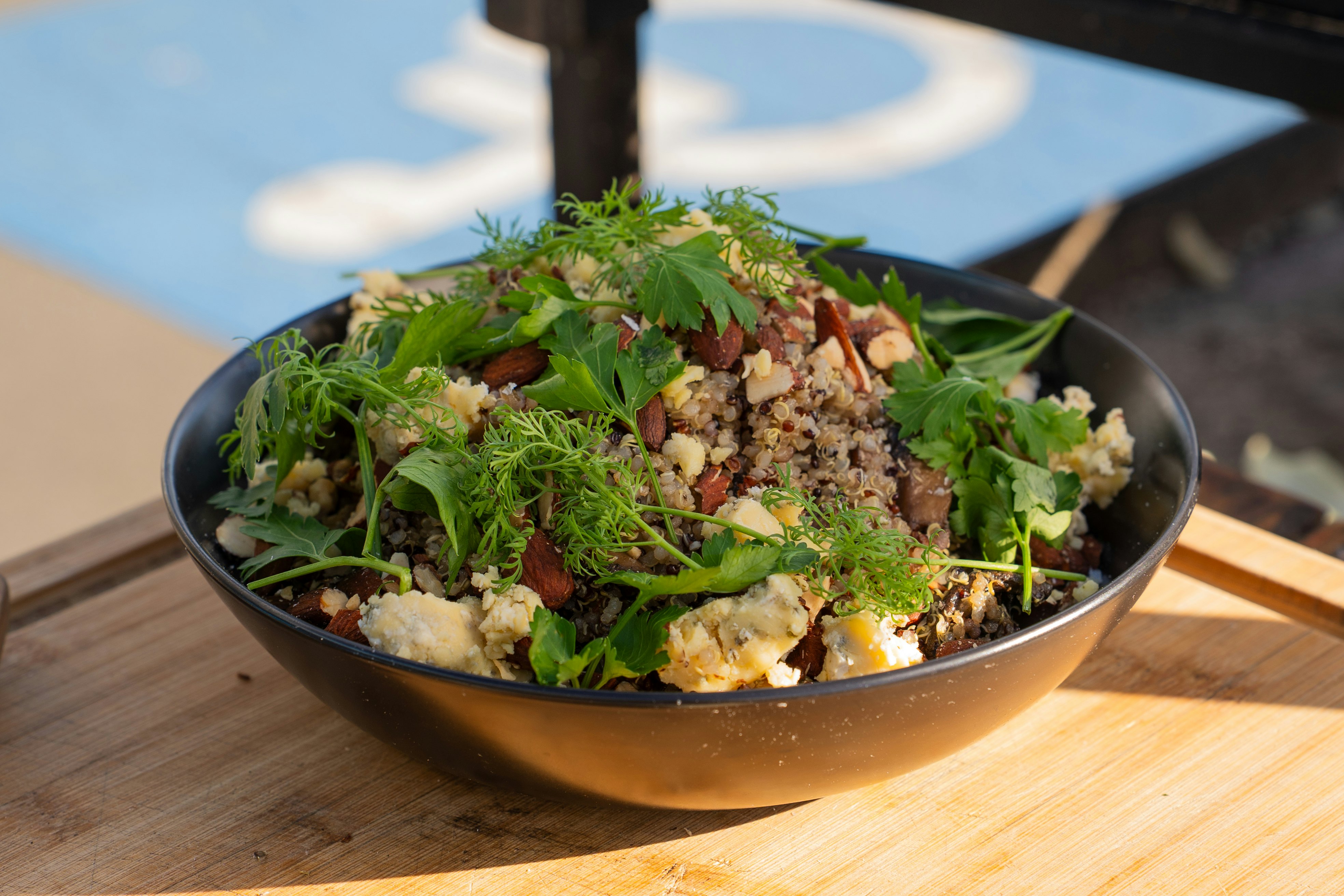 Mushrooms Quinoa Salad with Blue Cheese