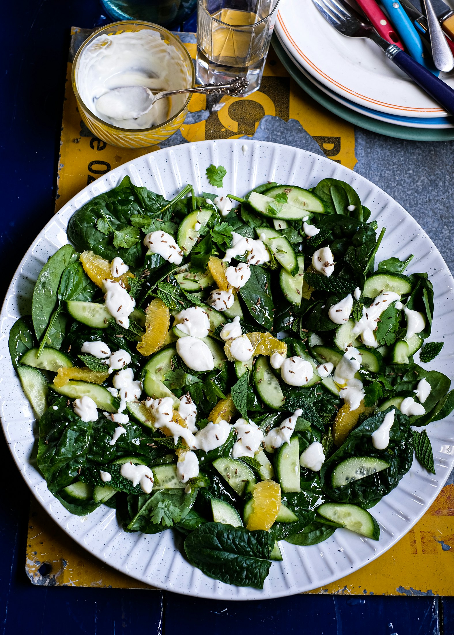 Cucumber. Orange & Herb Salad, with a Yoghurt Dressing