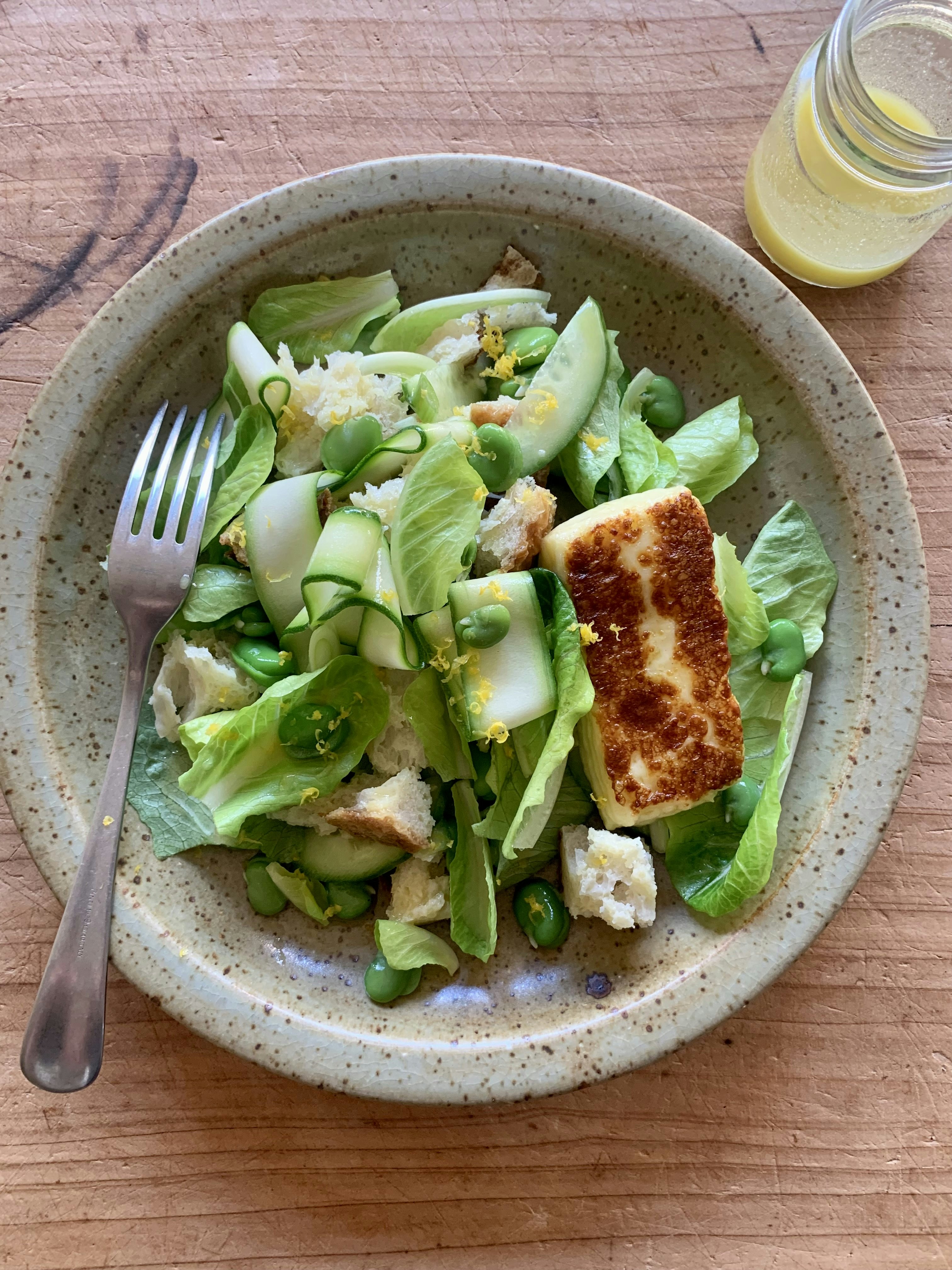 Spring Green Salad with Halloumi 