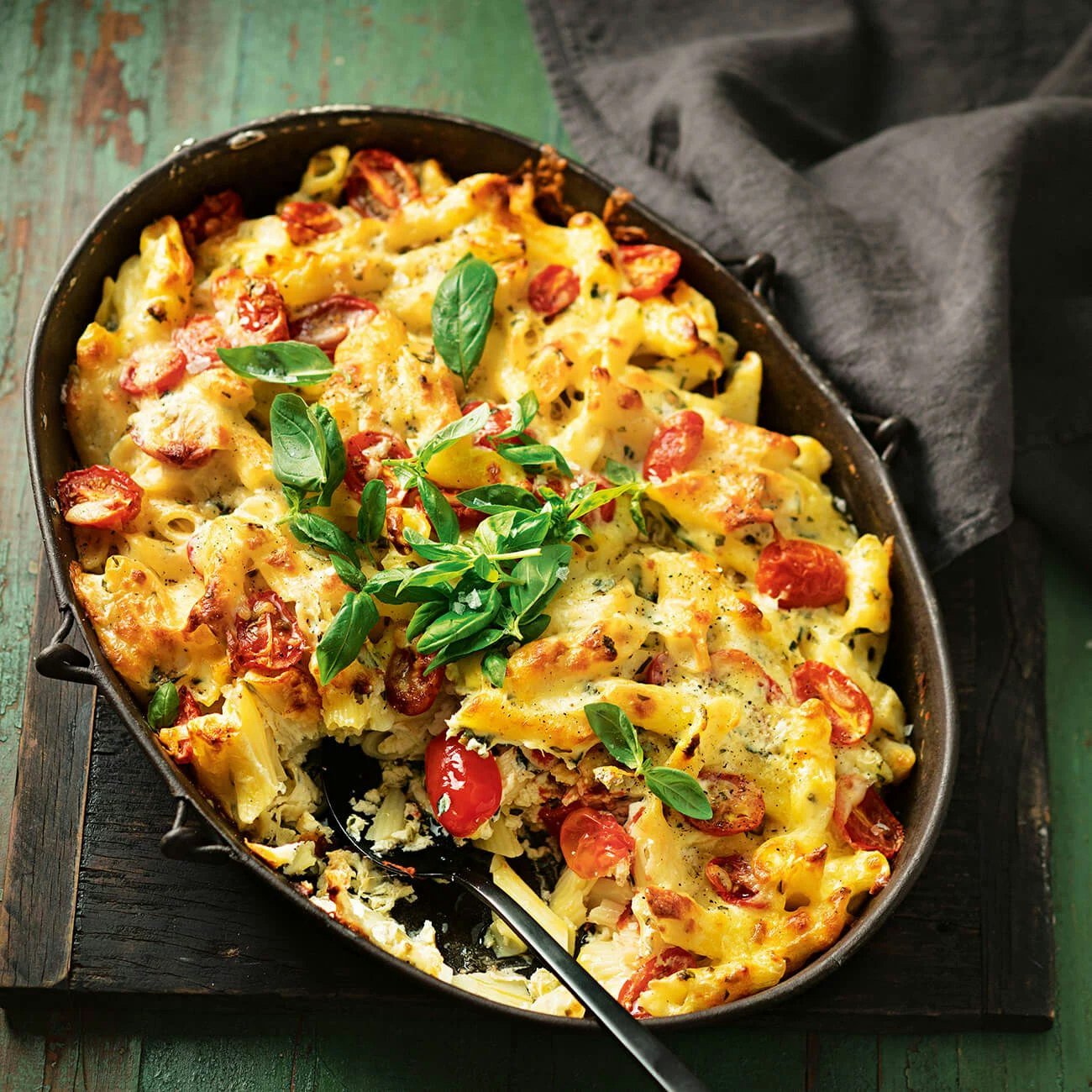 Three Cheese Pasta with Basil Tomatoes